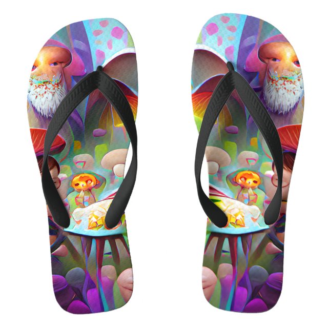 Mushrooms and Faeries Custom Created Flip Flops (Footbed)