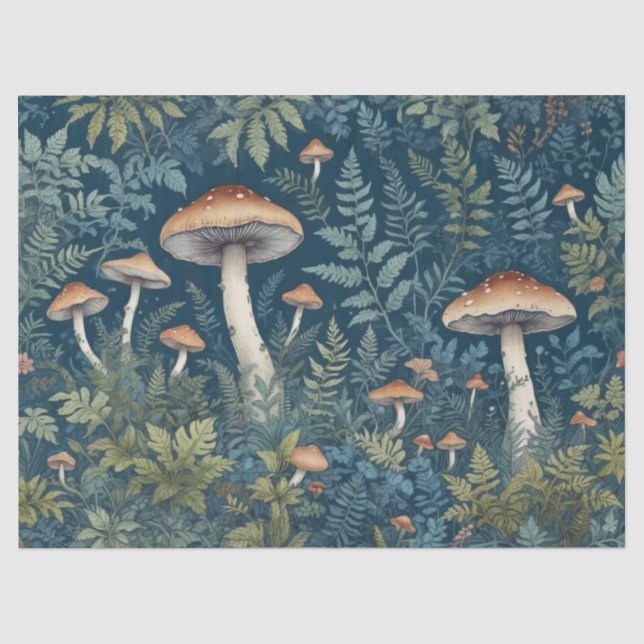 Mushrooms and Ferns Tissue Paper (Front)