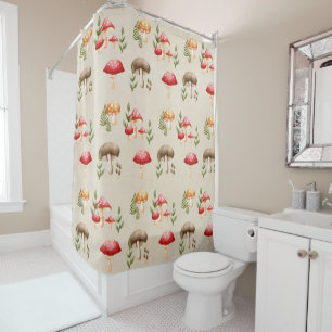 Mushrooms and Forest Foliage Shower Curtain