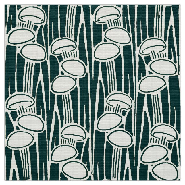 Mushrooms And Grass Pattern Fabric (Swatch)