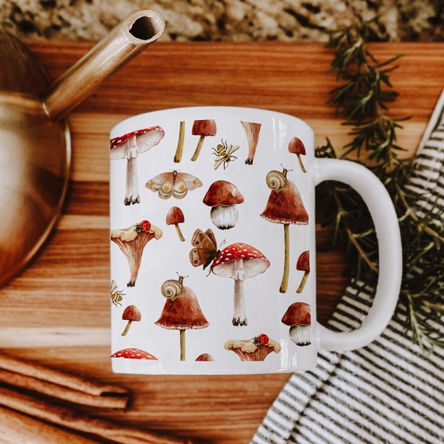 Mushrooms and Insects Watercolor Woodland Mug (Creator Uploaded)