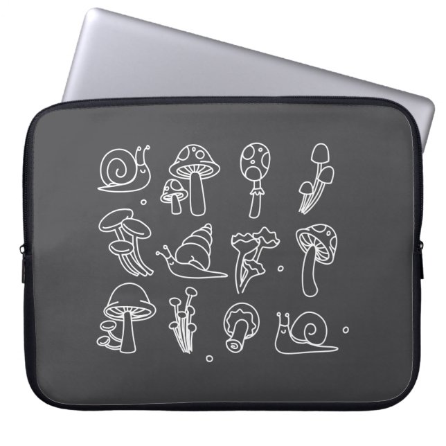 Mushrooms and Snails Laptop Sleeve (Front)