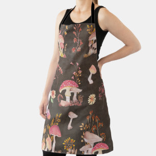 Mushrooms and wild flowers apron