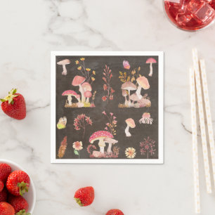 Mushrooms and wild flowers  napkin