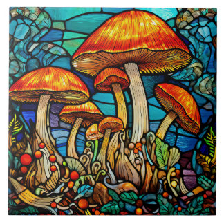 Mushrooms Art Ceramic Tile