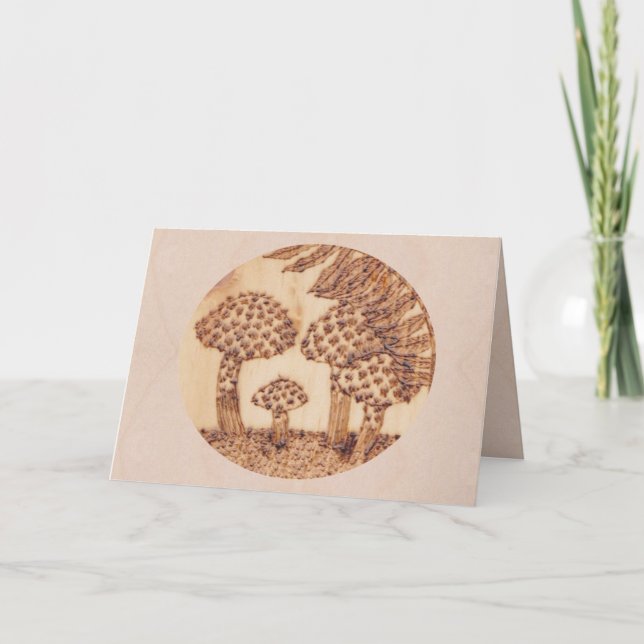 Mushrooms Autumn Equinox Mabon Rustic Woodland Holiday Card (Front)