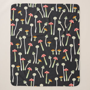mushrooms,autumn,pattern sherpa blanket