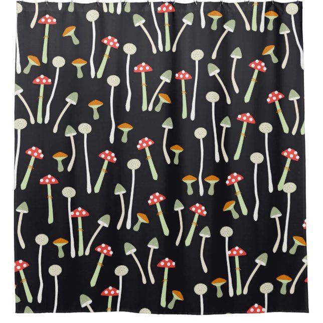 mushrooms,autumn,pattern  shower curtain (Front)