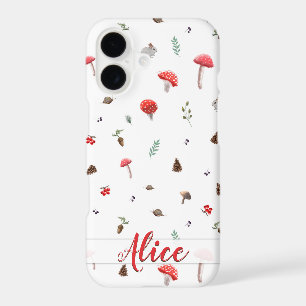 Mushrooms autumn soft pattern_white