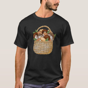 Mushrooms Basket Mycology Fungi Foraging Mushroom  T-Shirt