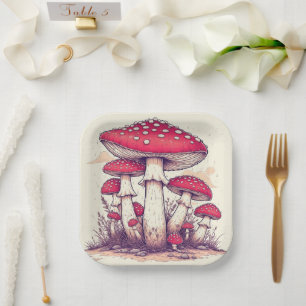 mushrooms Birthday or Shower  Paper Plate
