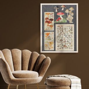 Mushrooms Black Ephemera Cottagecore Decoupage Tissue Paper