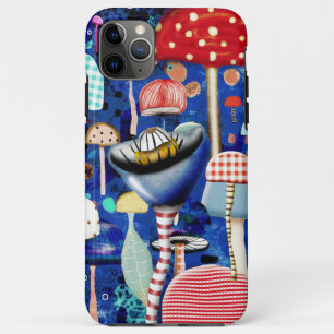 mushrooms blue marine blue gingham Case-Mate iPhone case