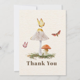 Mushrooms Butterflies Baby Shower Thank You Card