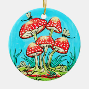 Mushrooms Ceramic Tree Decoration