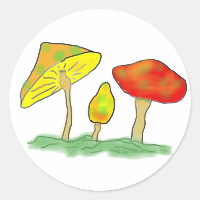 Mushrooms Classic Round Sticker (Front)