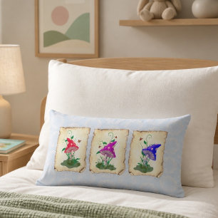 Mushrooms Colourful Trio Light Blue Lumbar Cushion