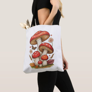 Mushrooms Cottagecore Sublimation Goblincore Tote Bag
