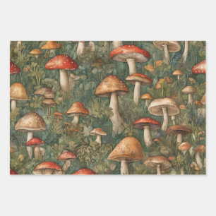 Mushrooms Cottagecore Wrapping Paper Sheet