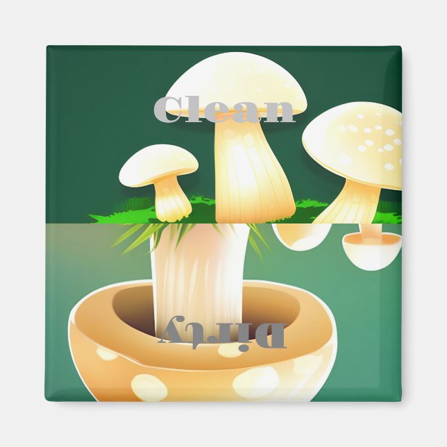 Mushrooms Dishwasher Magnet Clean Dirty  (Front)