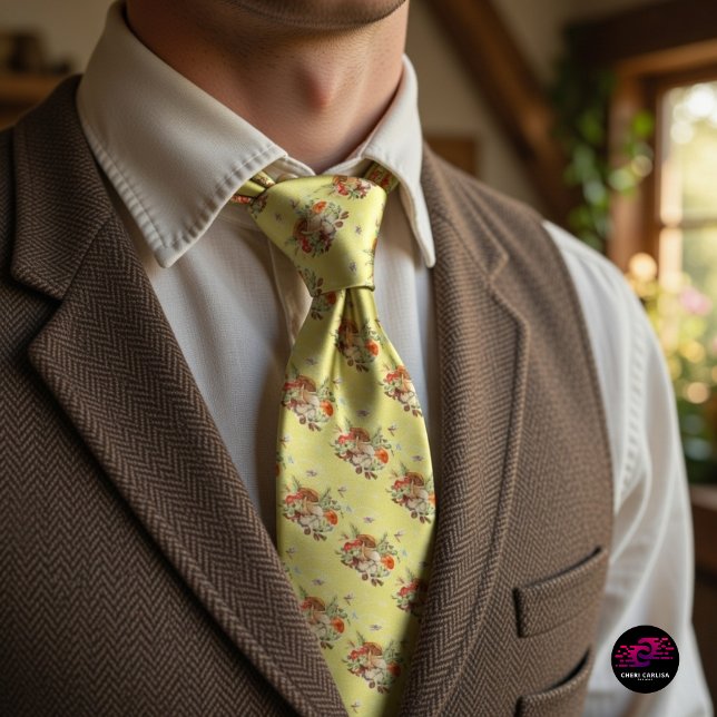Mushrooms, Dragonflies, Moths & Snails Tie (Soft watercolor. Sharp tailoring. Unexpected wins.)