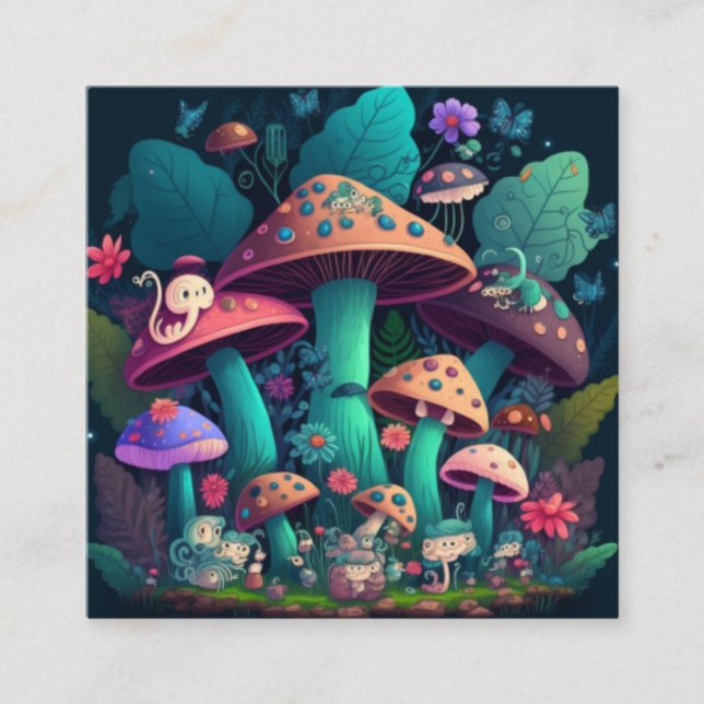 Mushrooms elfs  in the field    enclosure card (Front)