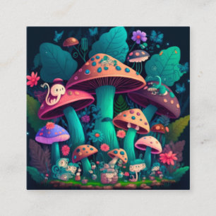 Mushrooms elfs  in the field    enclosure card