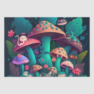 Mushrooms elfs in the field tissue paper