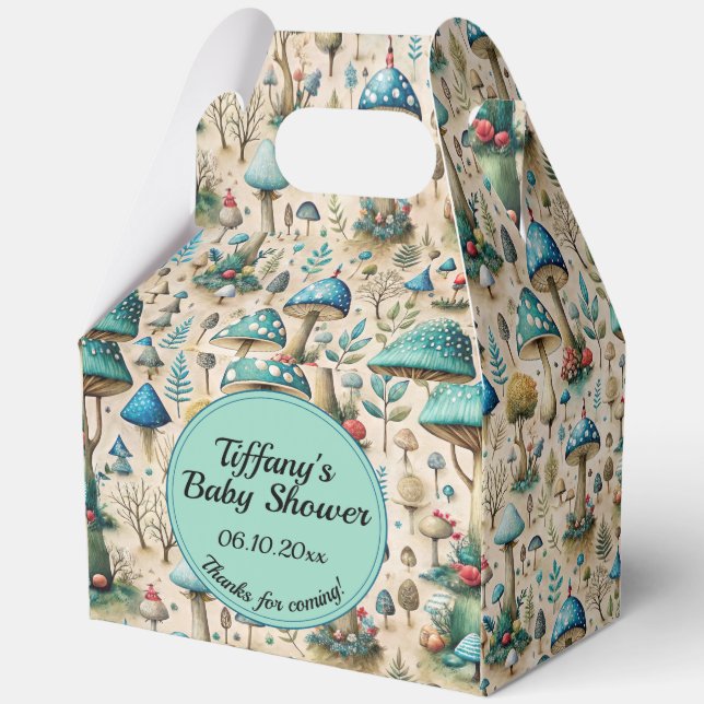 Mushrooms Fairyland Baby Shower Favour Box (Front)