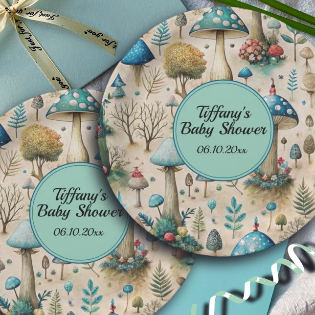 Mushrooms Fairyland Baby Shower  Paper Plate (Creator Uploaded)