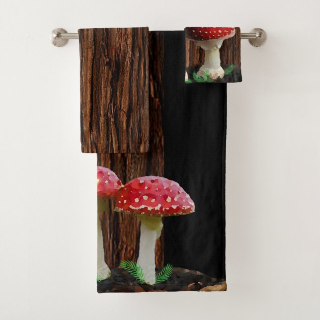 Mushrooms, Ferns and Tree Bath Towel Set (Insitu)