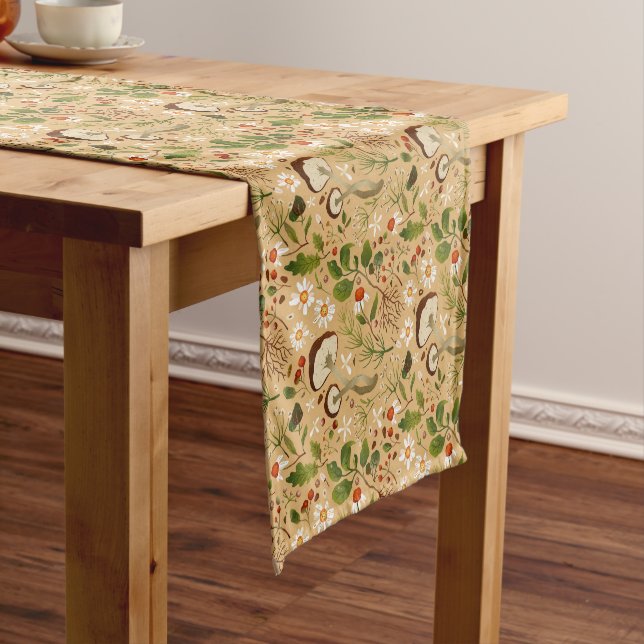 Mushrooms, Flowers and Foliage  Short Table Runner (In Situ)