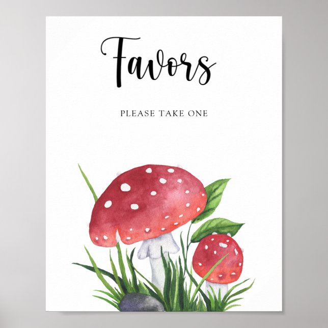 Mushrooms fly agaric baby shower Favours  Poster (Front)