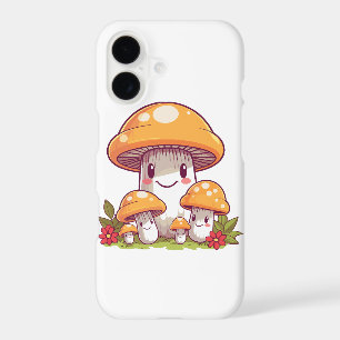 Mushrooms foraging, happy kawaii style