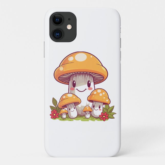 Mushrooms foraging, happy kawaii style Case-Mate iPhone case (Back)