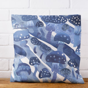 Mushrooms fungi Toadstools abstract blues sea Cushion