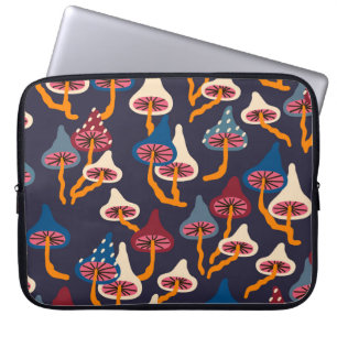 Mushrooms Illustration Fabric Wrapping Pattern Laptop Sleeve