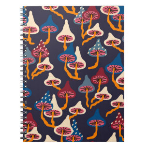 Mushrooms Illustration Fabric Wrapping Pattern Notebook