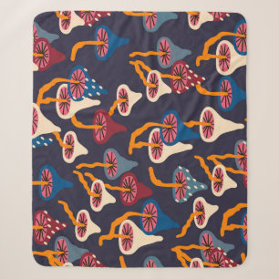 Mushrooms Illustration Fabric Wrapping Pattern Sherpa Blanket