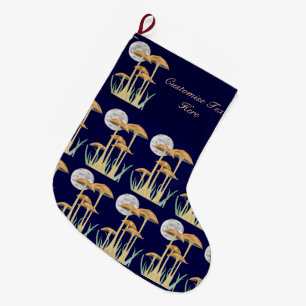 Mushrooms In Moonlight Large Christmas Stocking