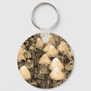 Mushrooms in Sepia Key Ring