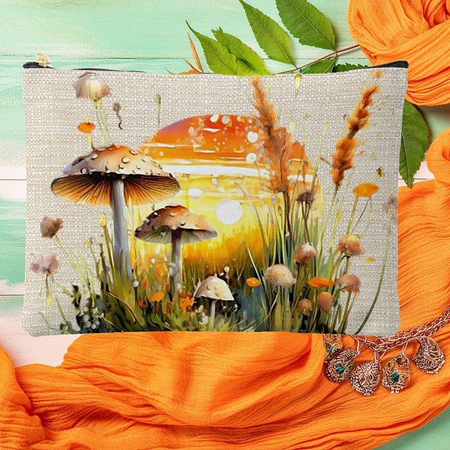 Mushrooms in sunset accessory pouch (Creator Uploaded)