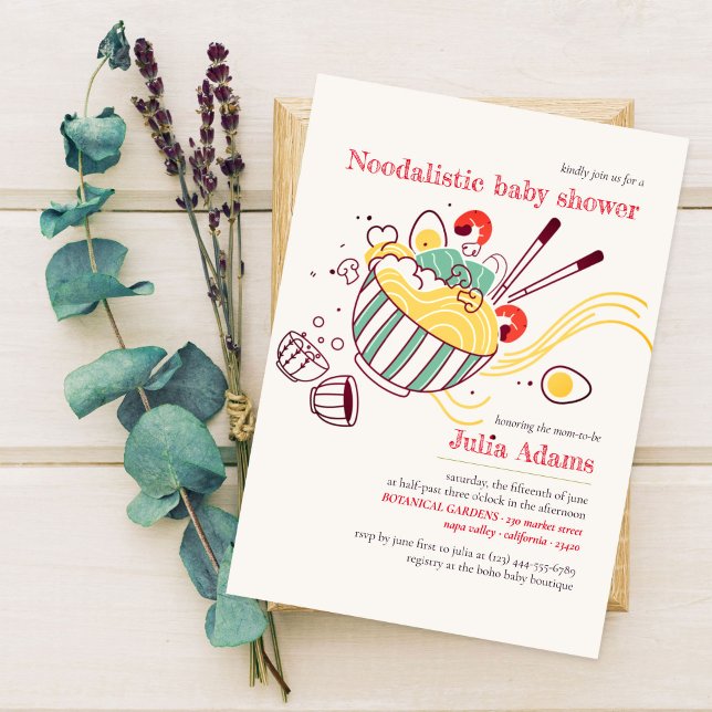 Mushrooms Italian Noodles Eggs Baby Shower Invitation (Creator Uploaded)