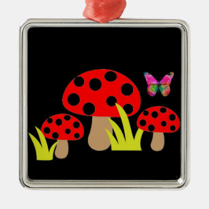 Mushrooms Metal Tree Decoration