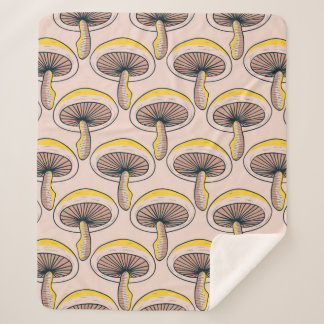 Mushrooms Nature Garden vintage Seamless Pattern Sherpa Blanket