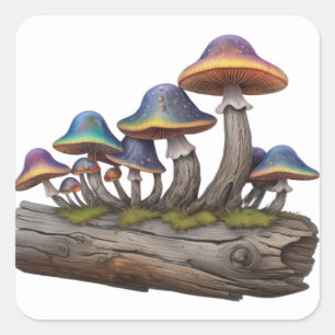 Mushrooms on a stick square sticker