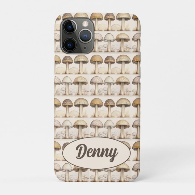 Mushrooms pattern brown, beige and gray Case-Mate iPhone case (Back)