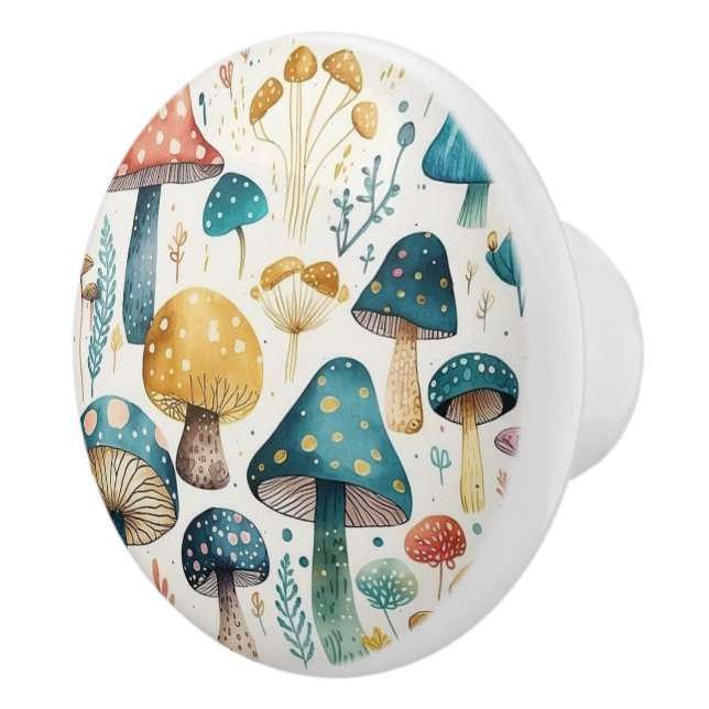 Mushrooms Retro Groovy Ceramic Pull (Right)