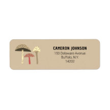 Mushrooms Retro Modern Botanical Return Address