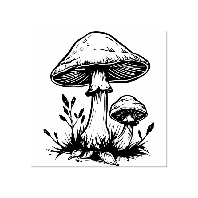 Mushrooms Rubber Stamp   (Imprint)
